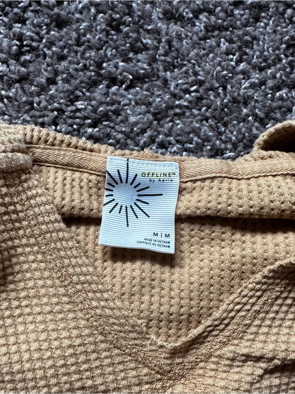 Aerie OFFLINE Cropped Waffle Knit Hoodie Medium - Picture 2 of 3